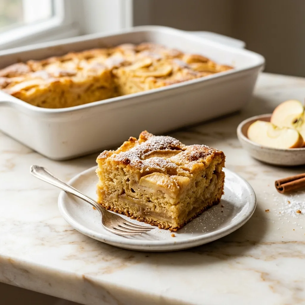 Apple sheet cake on plate 202605050022 1