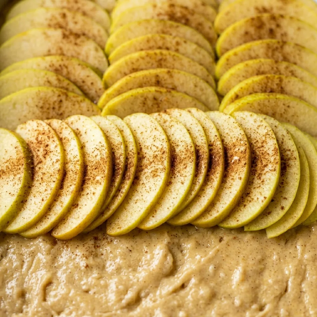 Apple slices arranged on cake 202605050021
