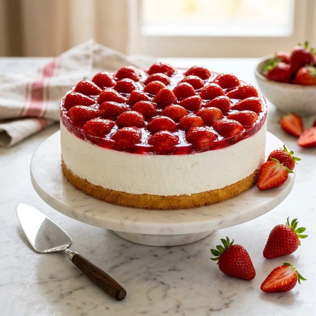 German strawberry cake on stand 202605050005