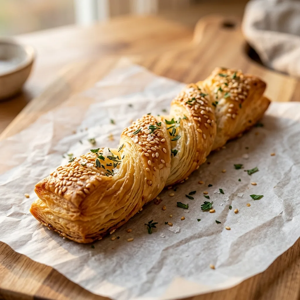 Golden puff pastry stick sesame 202605062151
