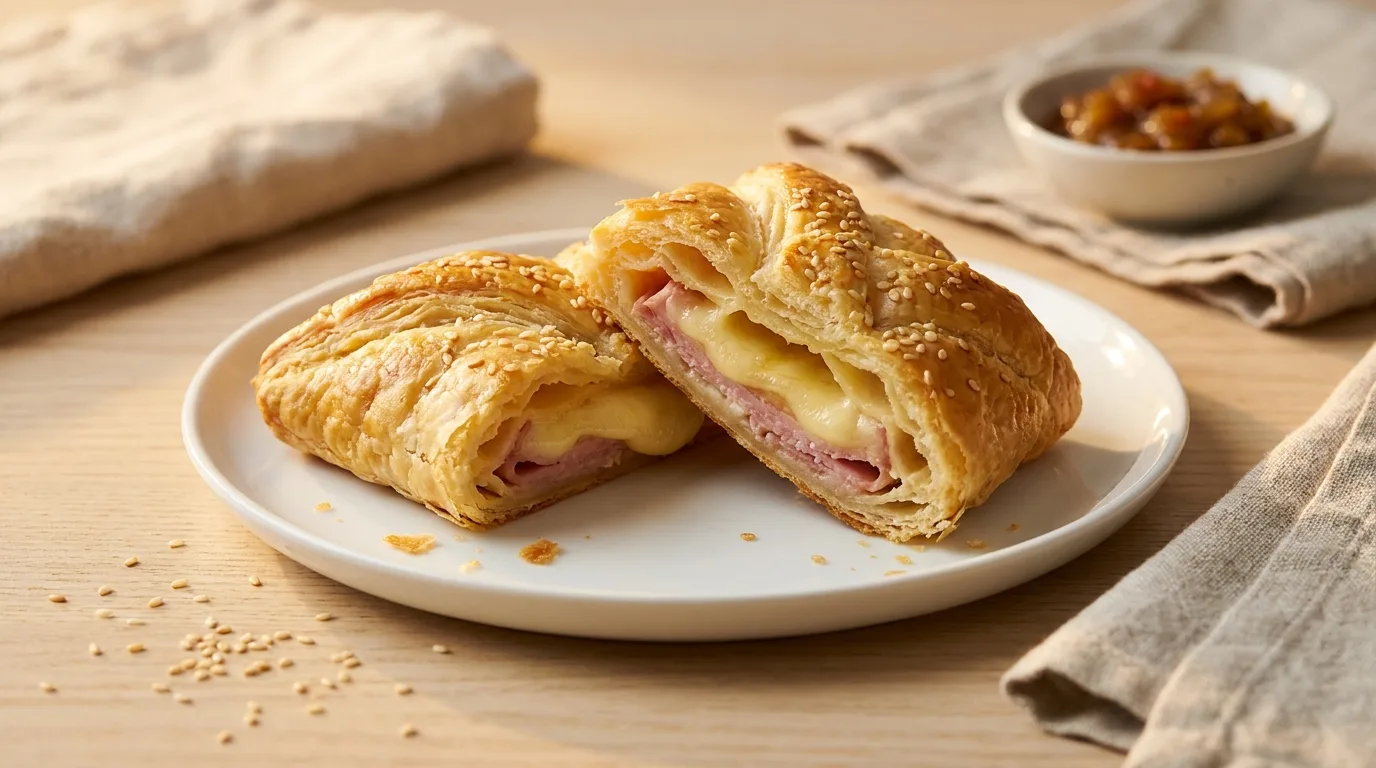 Blätterteig gefüllt mit Schinken und Käse – Knusprig, Herzhaft & Unwiderstehlich