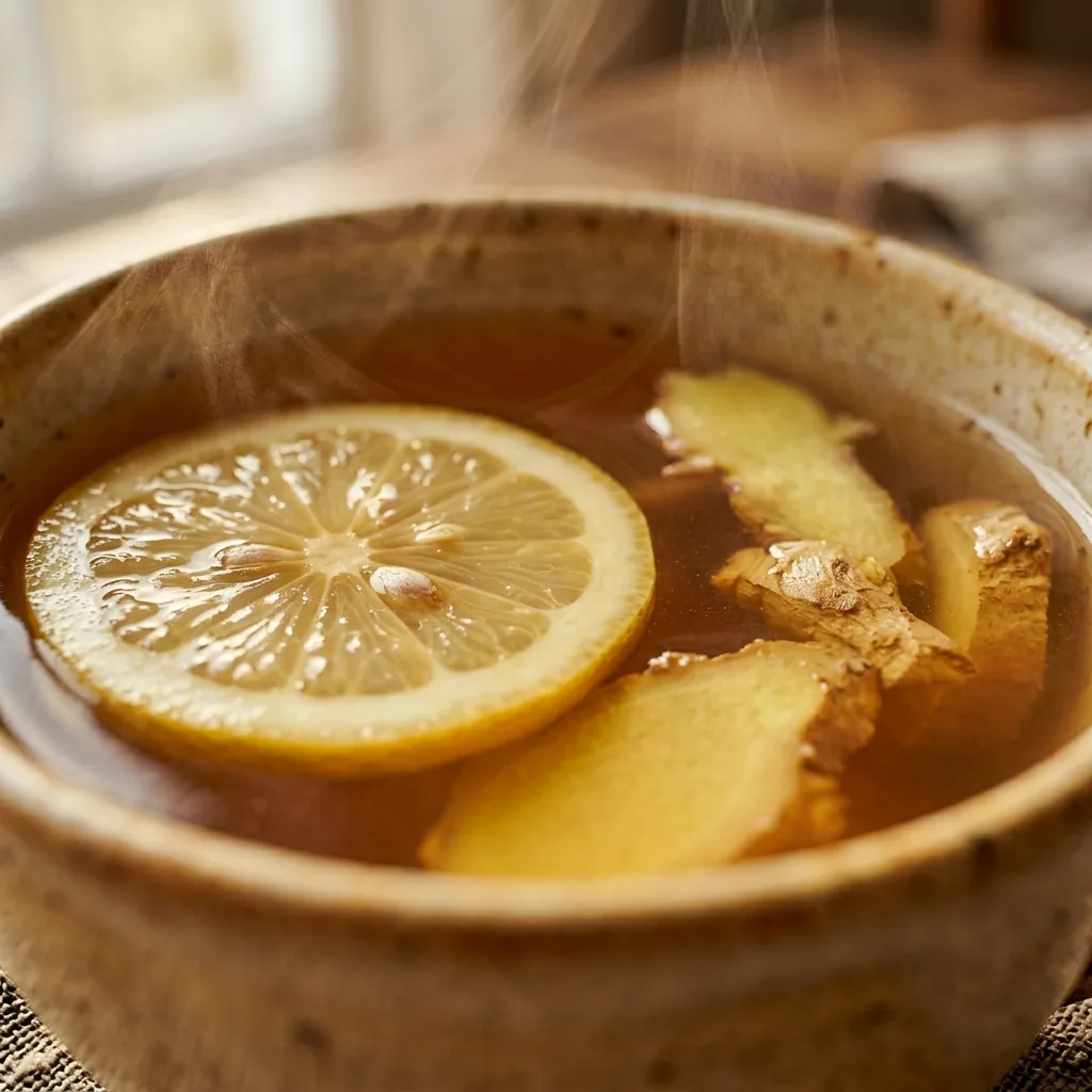 Steaming ginger tea in mug 202605042351