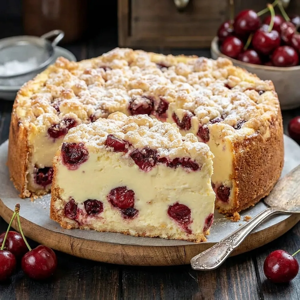 Käsekuchen mit Kirschen – cremiger Quarkkuchen mit Sauerkirschen 4 generate featured image 202605101827 1